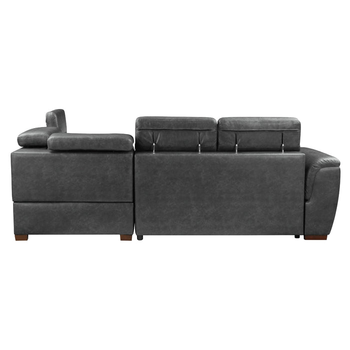 Barre - (2)2-Piece Sectional with Pull-out Bed and Right Chaise with Hidden Storage, Adjustable Headrests