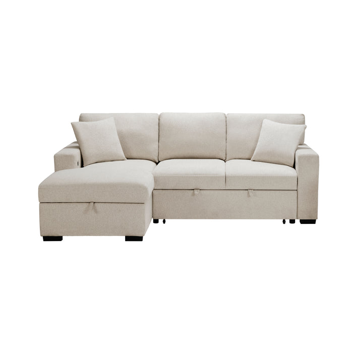 Pompano - (2) Sectional with Left Chaise, Pull-out Bed and Hidden Storage, Charging Ports