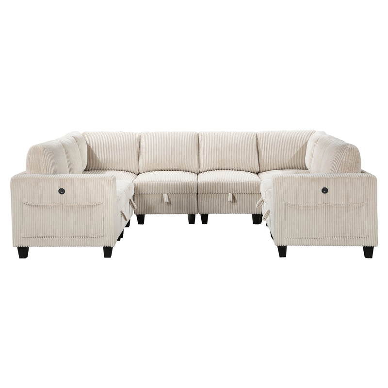 Walterboro - (8)8-Piece Sectional with Storage, Storage Pouches and Charging Ports