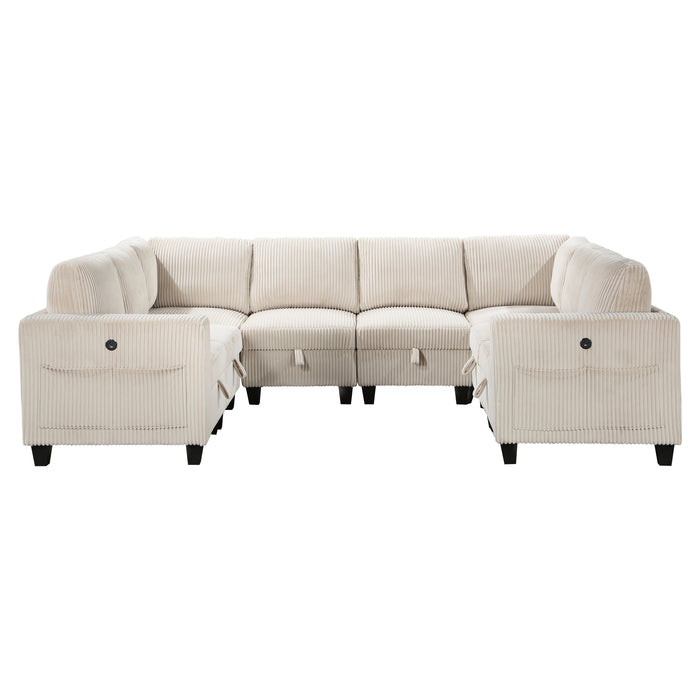 Walterboro - (8)8-Piece Sectional with Storage, Storage Pouches and Charging Ports