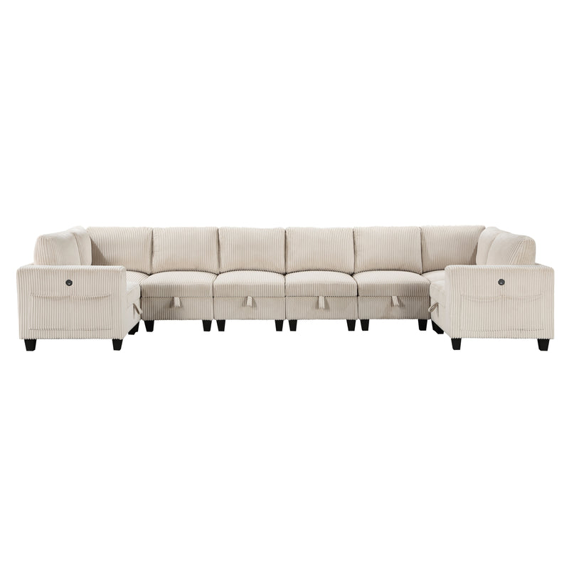Walterboro - (8)8-Piece Sectional with Storage, Storage Pouches and Charging Ports