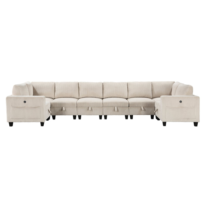 Walterboro - (8)8-Piece Sectional with Storage, Storage Pouches and Charging Ports