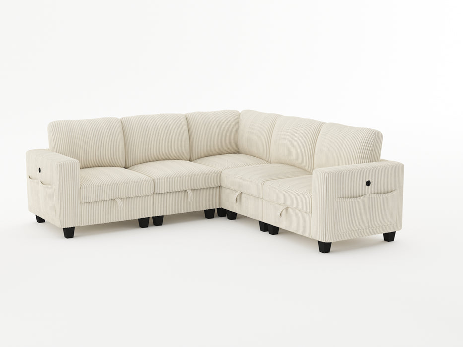 Walterboro - (7)7-Piece Sectional with Storage, Storage Pouches and Charging Ports