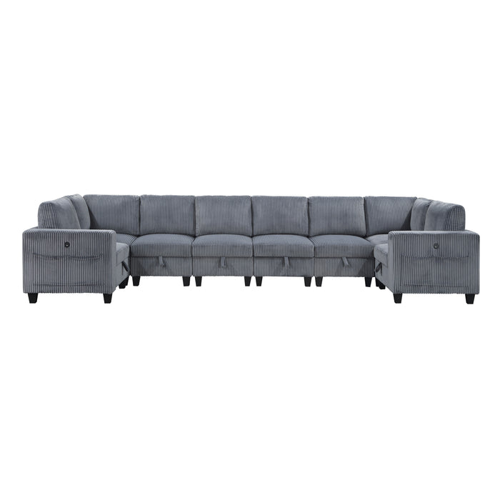 Walterboro - (8)8-Piece Sectional with Storage, Storage Pouches and Charging Ports