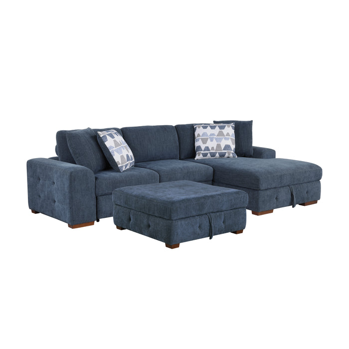 Raife - (3)3-Piece Sectional with Right Chaise and Ottoman