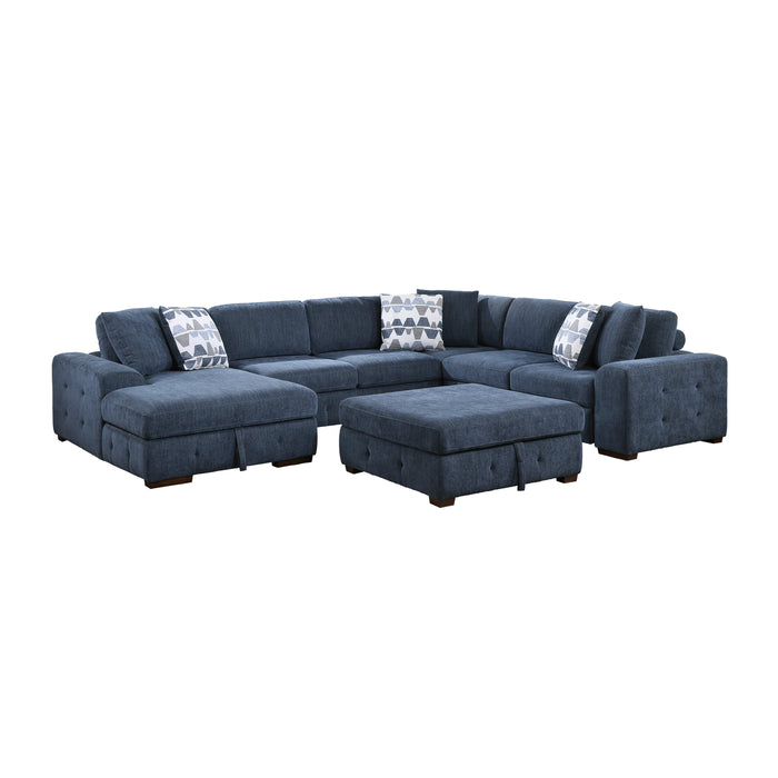 Raife - (5)5-Piece Sectional with Left Chaise and Storage Ottoman