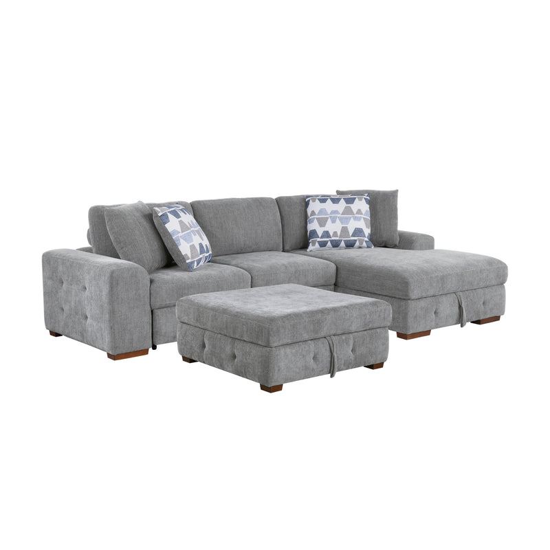 Raife - (3)3-Piece Sectional with Right Chaise and Ottoman