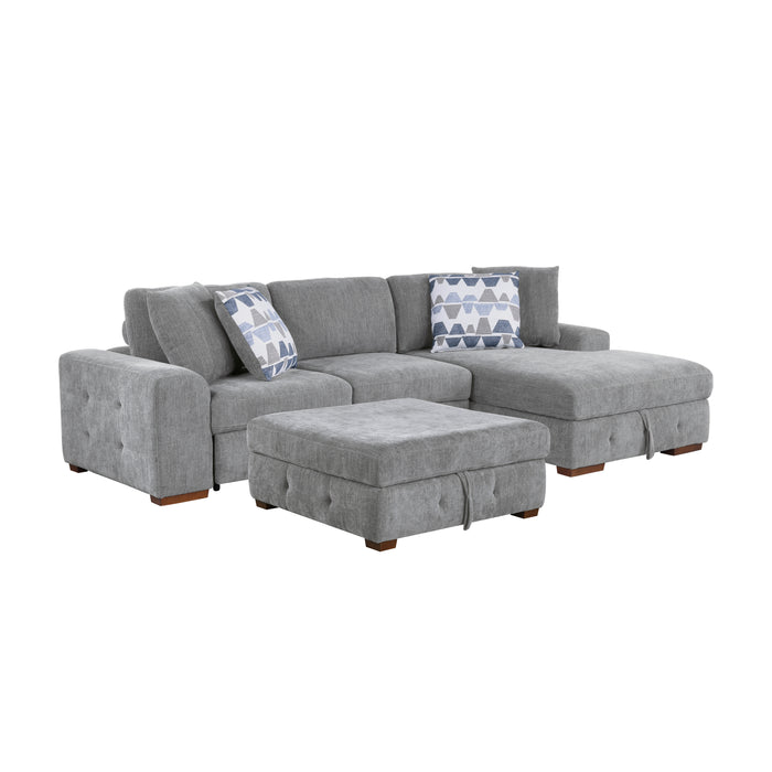 Raife - (3)3-Piece Sectional with Right Chaise and Ottoman