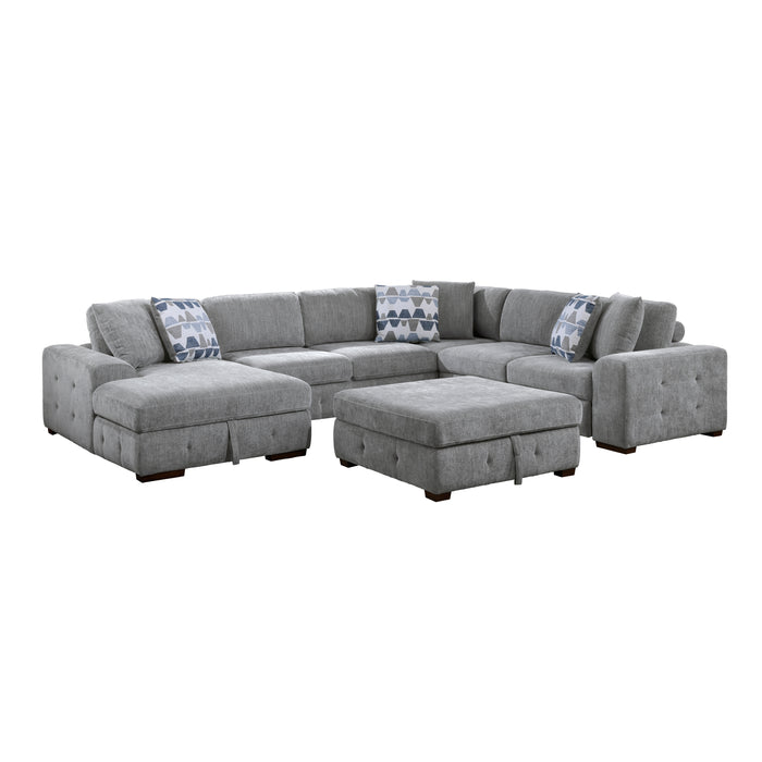 Raife - (5)5-Piece Sectional with Left Chaise and Storage Ottoman