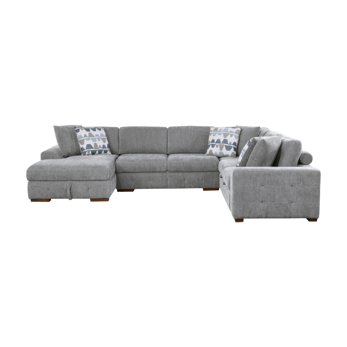 Raife - (5)5-Piece Sectional with Left Chaise and Storage Ottoman