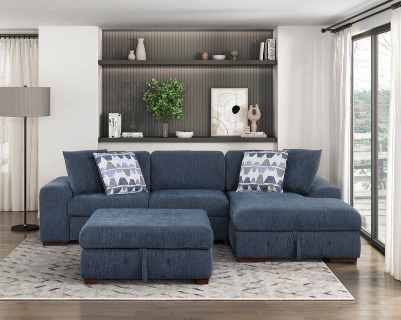 Raife - (3)3-Piece Sectional with Right Chaise and Ottoman