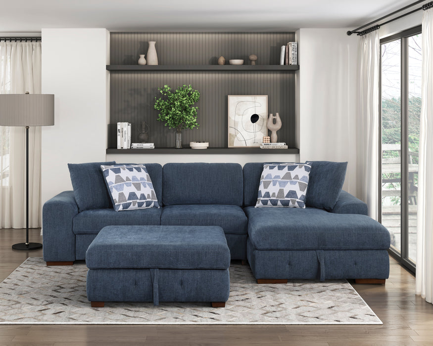 Raife - (3)3-Piece Sectional with Right Chaise and Ottoman