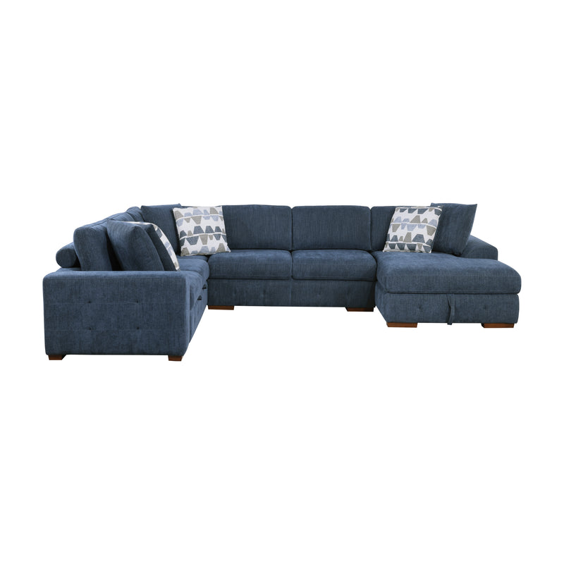 Raife - (5)5-Piece Sectional with Right Chaise and Storage Ottoman