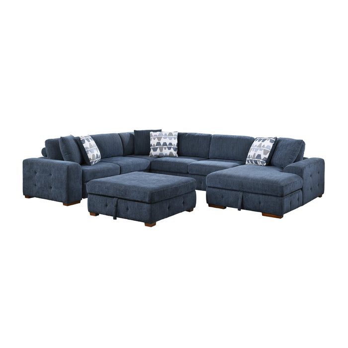 Raife - (5)5-Piece Sectional with Right Chaise and Storage Ottoman