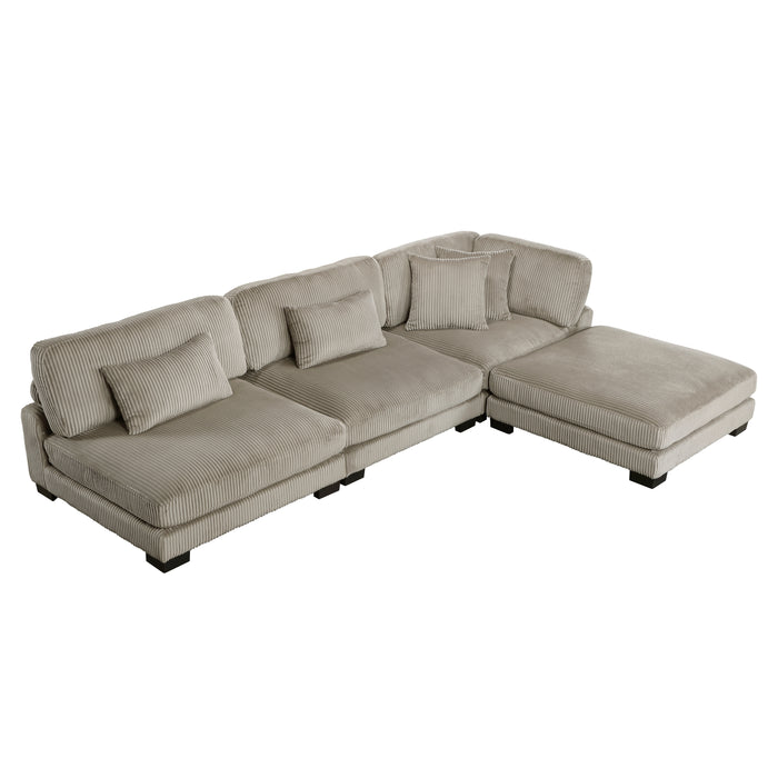 Traverse - (4)4-Piece Modular Sectional with Ottoman