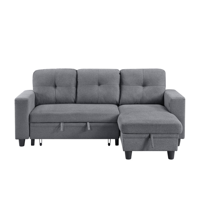 Robinson - (3)Sectional with Reversible Chaise, Pull-out Bed, Shelves and Charging Ports