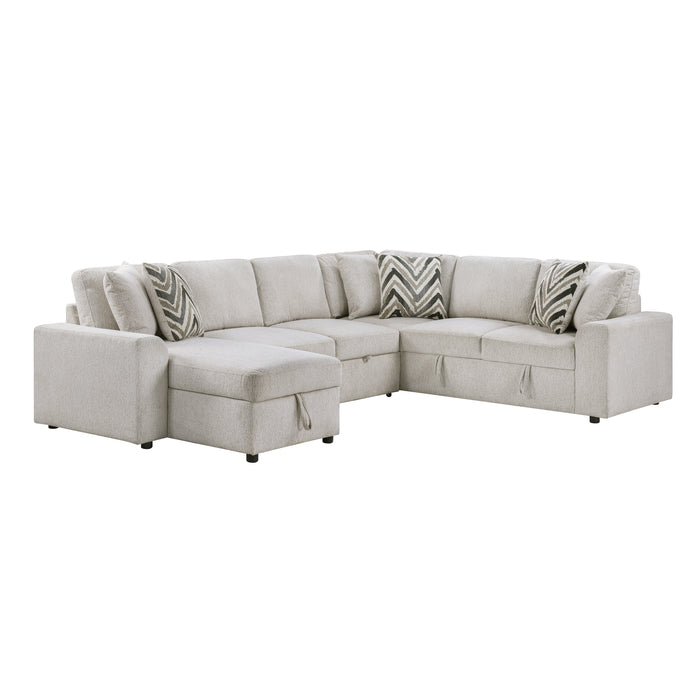 Myrtle - (3)3-Piece Sectional with Pull-out Bed and Hidden Storage