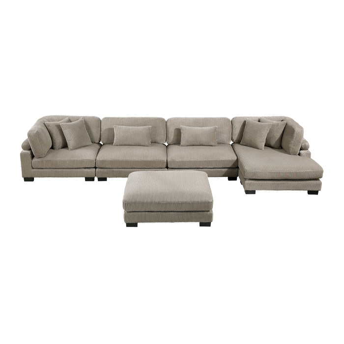 Traverse - (5)5-Piece Modular Sectional with Reversible Chaise and Ottoman