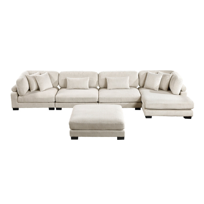Traverse - (5)5-Piece Modular Sectional with Reversible Chaise and Ottoman