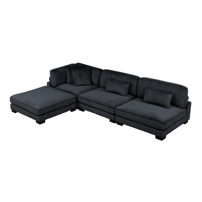 Traverse - (4)4-Piece Modular Sectional with Ottoman