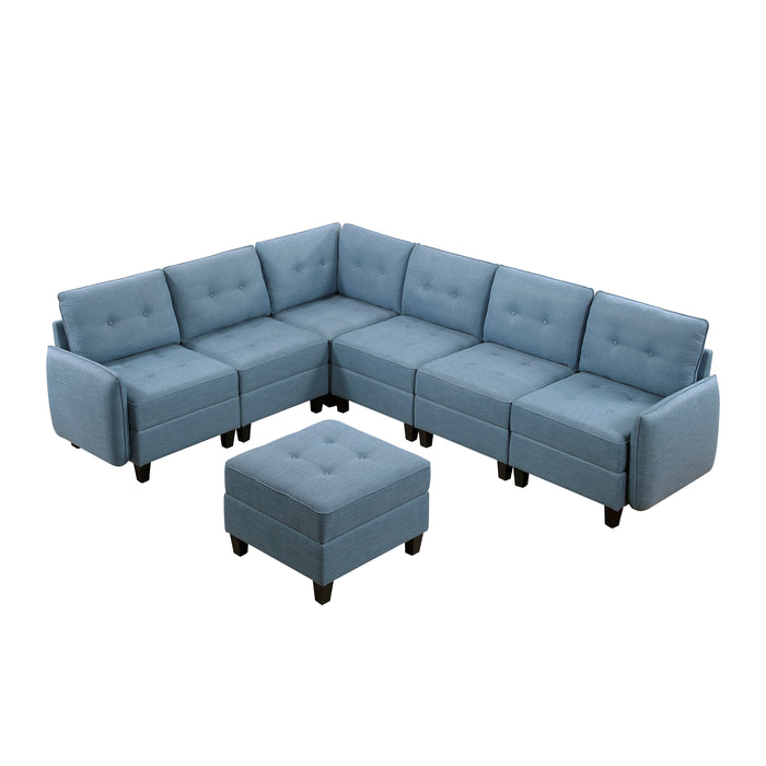 Garren - (7)7-Piece Sectional with Storage and Ottoman