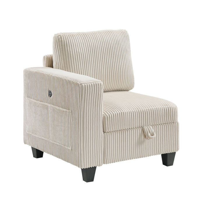 Walterboro - (5)5-Piece Sectional with Storage, Storage Pouches and Charging Ports