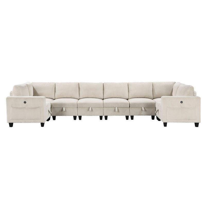 Walterboro - (8)8-Piece Sectional with Storage, Storage Pouches and Charging Ports