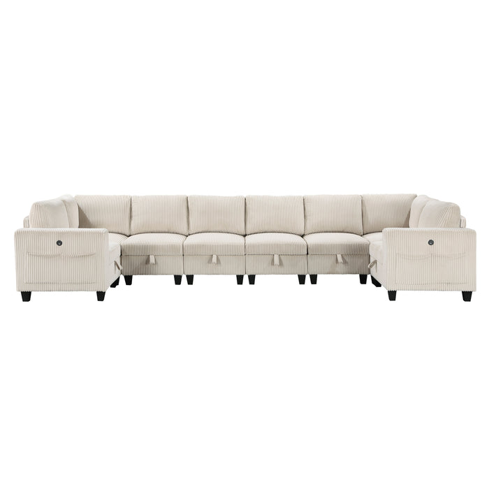 Walterboro - (8)8-Piece Sectional with Storage, Storage Pouches and Charging Ports