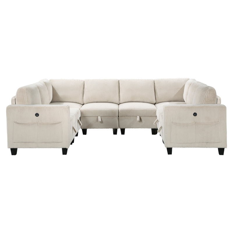 Walterboro - (8)8-Piece Sectional with Storage, Storage Pouches and Charging Ports