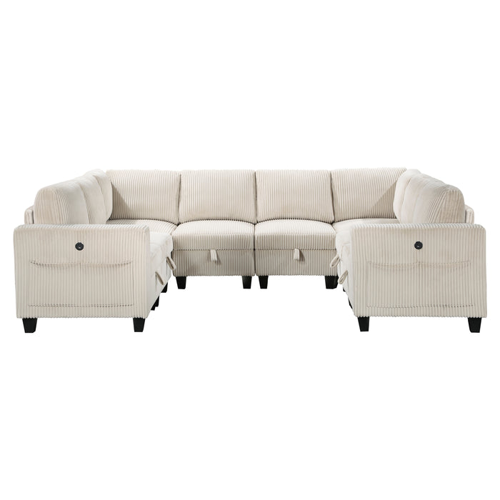 Walterboro - (8)8-Piece Sectional with Storage, Storage Pouches and Charging Ports