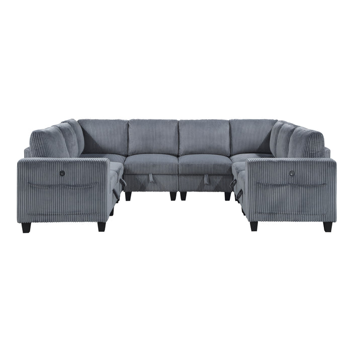 Walterboro - (8)8-Piece Sectional with Storage, Storage Pouches and Charging Ports