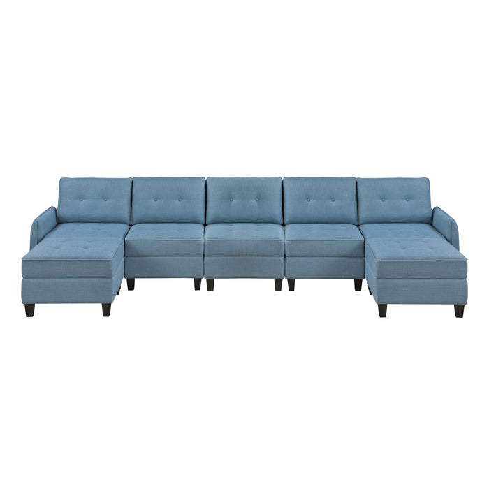 Garren - (7)7-Piece Sectional with Storage and Two Ottomans