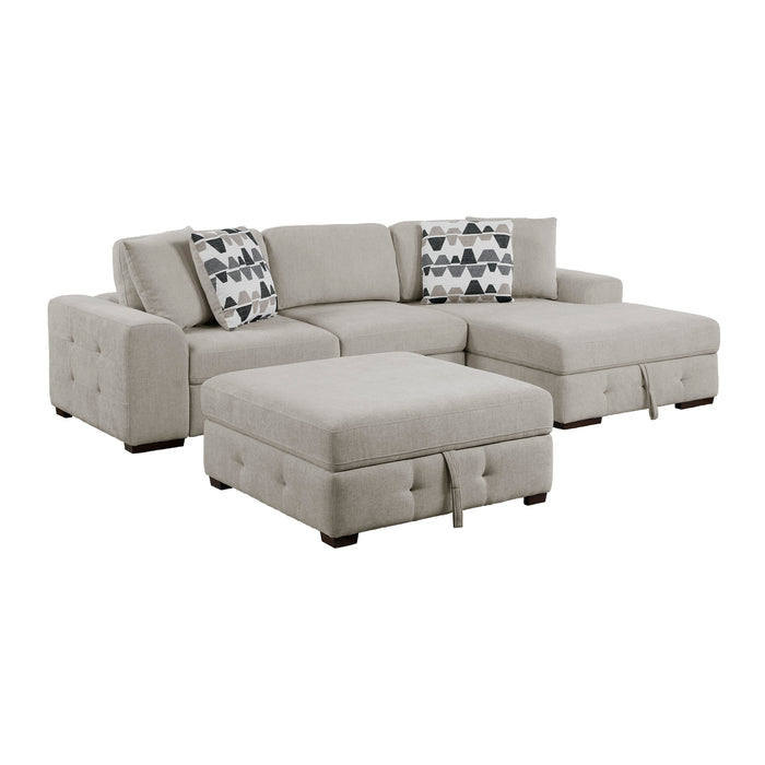 Raife - (3)3-Piece Sectional with Right Chaise and Ottoman
