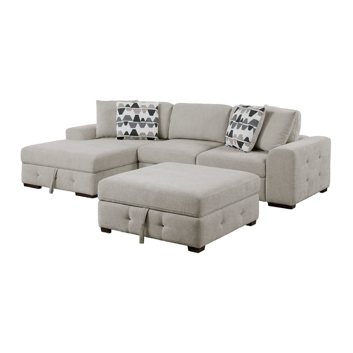 Raife - (3)3-Piece Sectional with Left Chaise and Ottoman