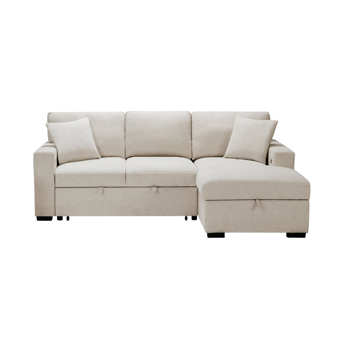 Pompano - (2)Sectional with Right Chaise, Pull-out Bed, Hidden Storage and Shelves, Charging Ports