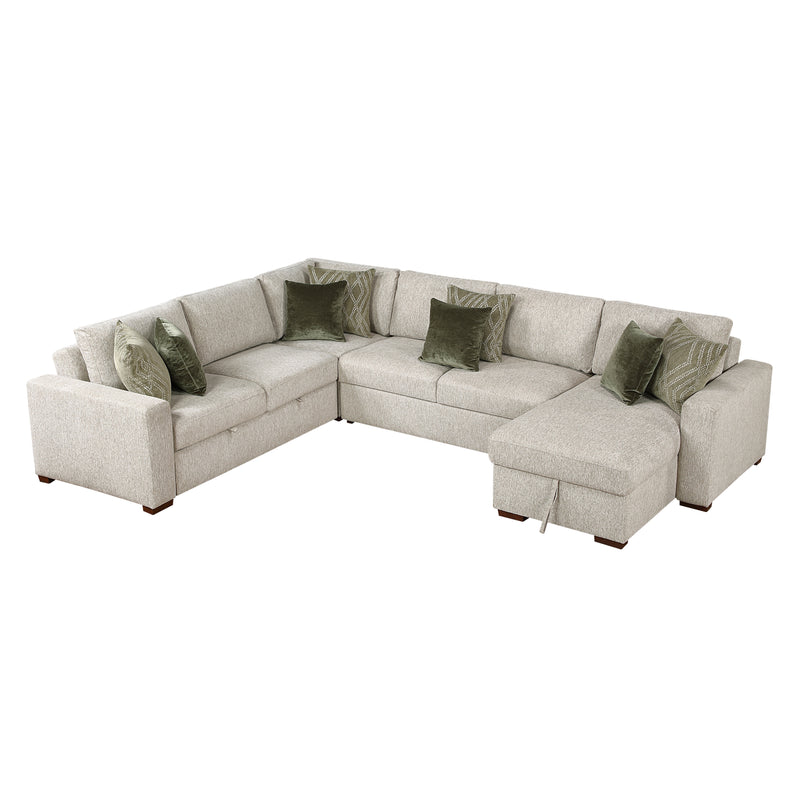Isla - (5)4-Piece Sectional with Reversible Chaise, Pull-out Bed and Hidden Storage