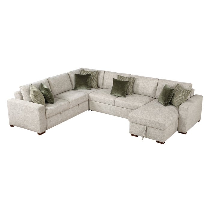 Isla - (5)4-Piece Sectional with Reversible Chaise, Pull-out Bed and Hidden Storage
