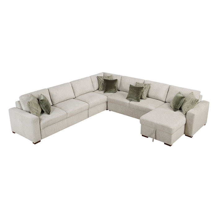 Isla - (6)5-Piece Sectional with Convertible and Reversible Chaise,  Hidden Storage, Click Motion Back