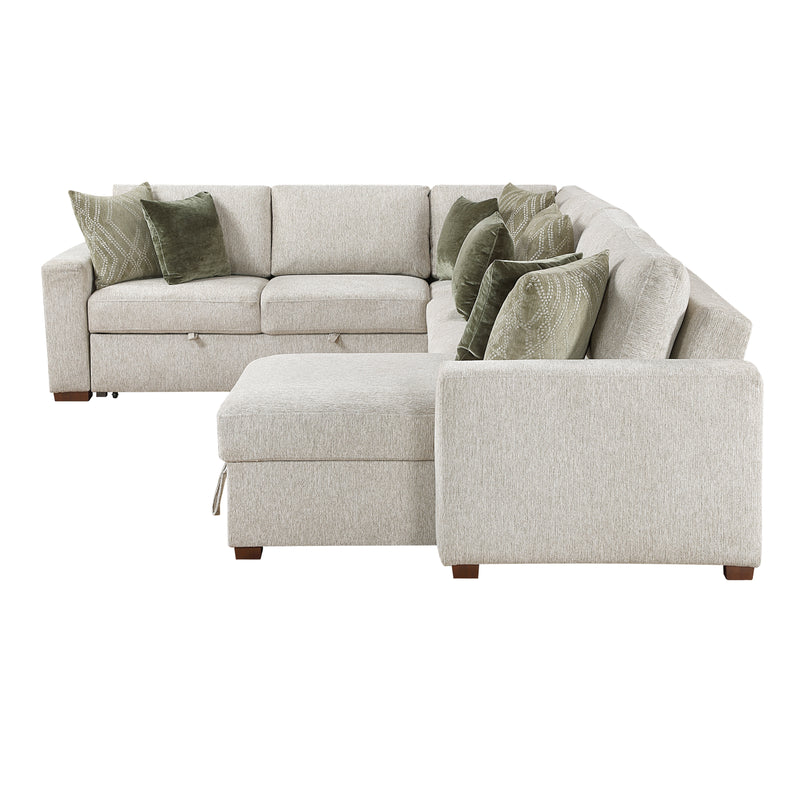 Isla - (5)4-Piece Sectional with Reversible Chaise, Pull-out Bed and Hidden Storage