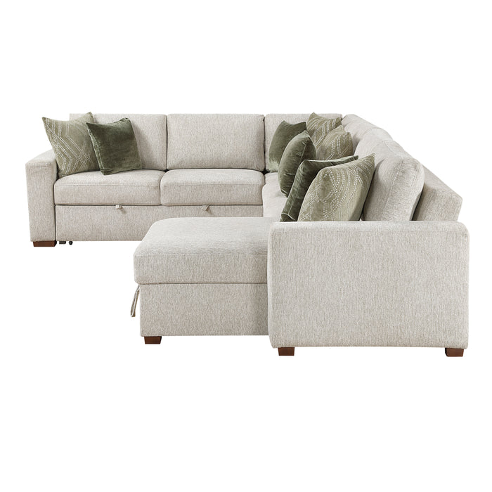 Isla - (5)4-Piece Sectional with Reversible Chaise, Pull-out Bed and Hidden Storage