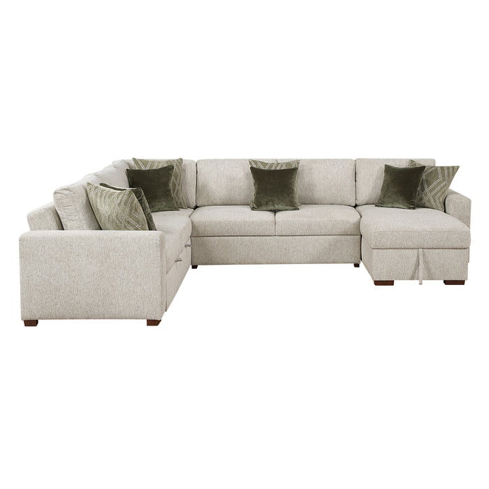 Isla - (5)4-Piece Sectional with Reversible Chaise, Pull-out Bed and Hidden Storage