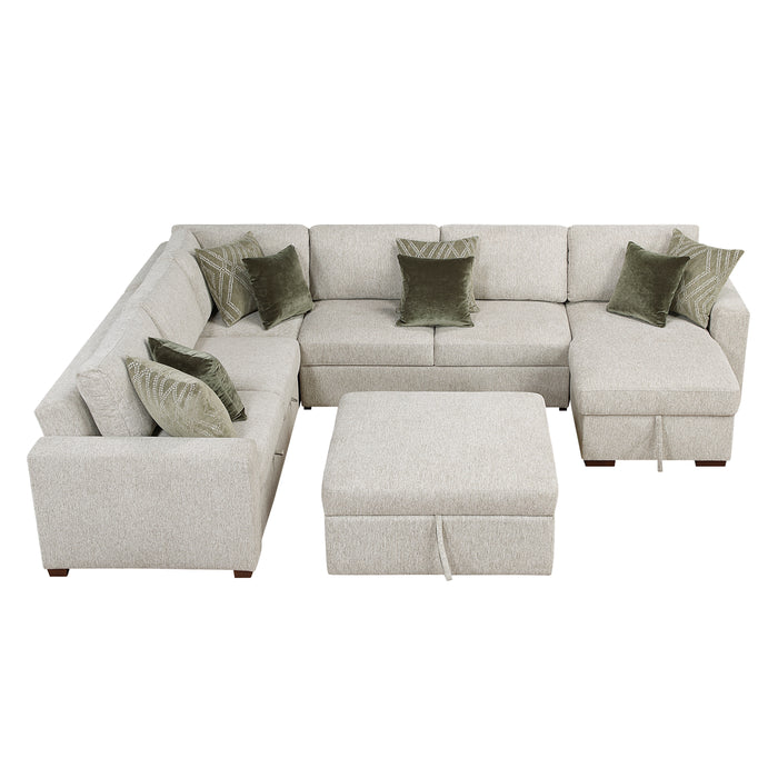 Isla - (6)5-Piece Sectional with Reversible Chaise, Pull-out Bed and Ottoman