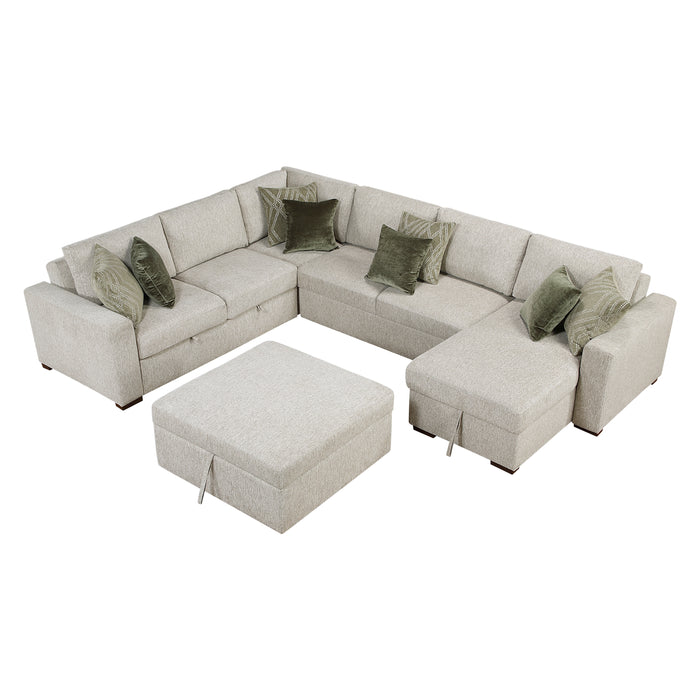 Isla - (6)5-Piece Sectional with Reversible Chaise, Pull-out Bed and Ottoman