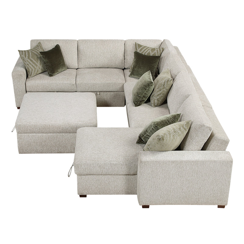 Isla - (6)5-Piece Sectional with Reversible Chaise, Pull-out Bed and Ottoman