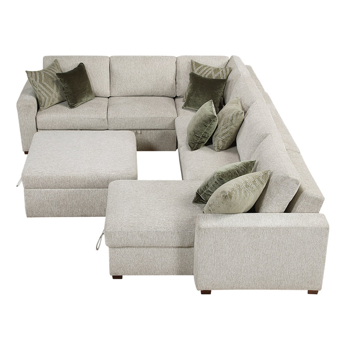 Isla - (6)5-Piece Sectional with Reversible Chaise, Pull-out Bed and Ottoman