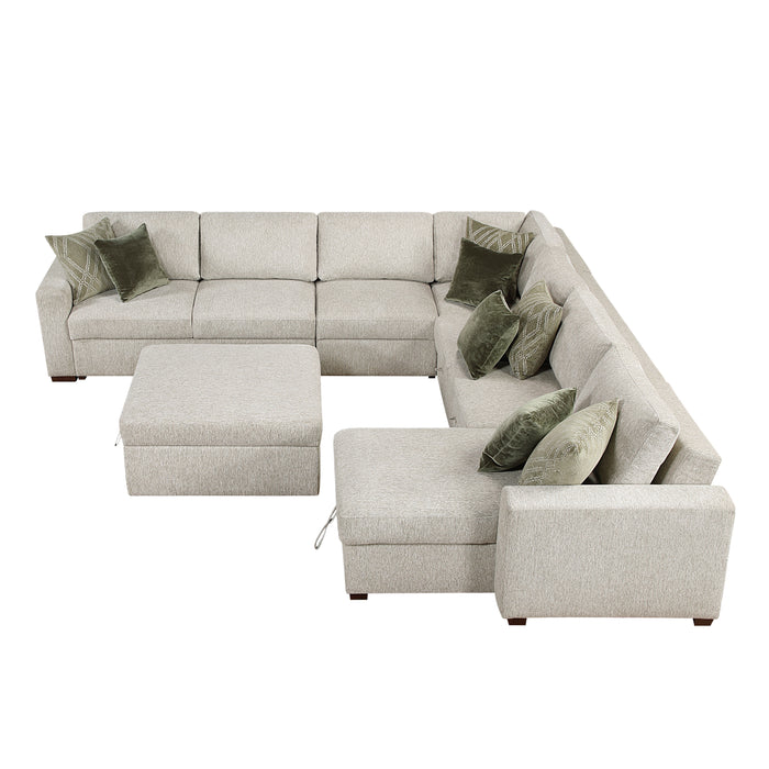 Isla - (7)6-Piece Sectional with Reversible Chaise, Pull-out Bed and Ottoman