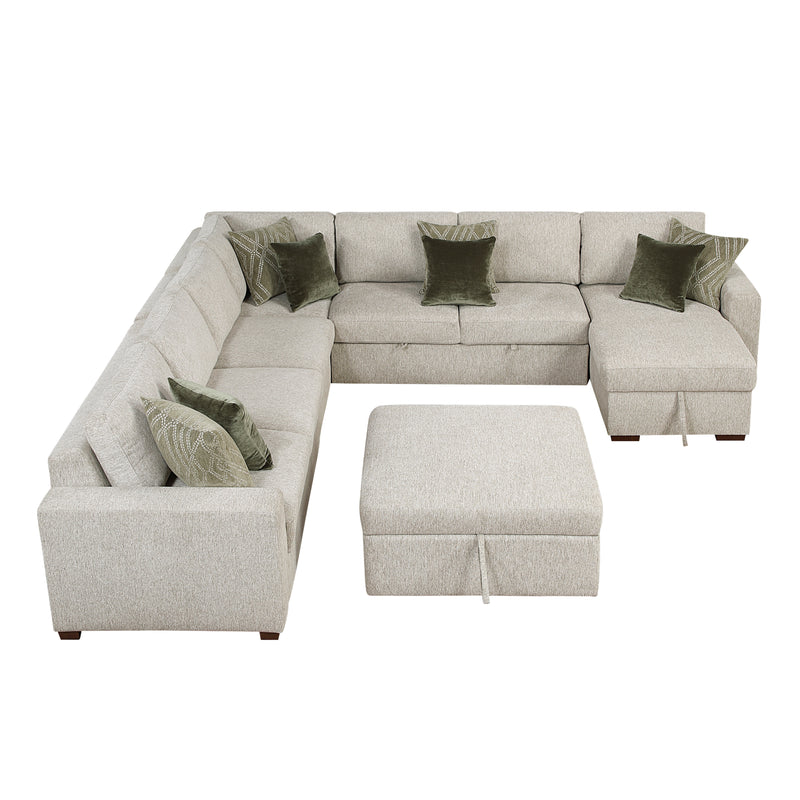 Isla - (7)6-Piece Sectional with Reversible Chaise, Pull-out Bed and Ottoman