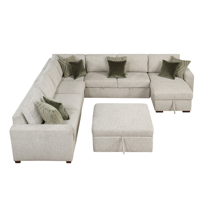 Isla - (7)6-Piece Sectional with Reversible Chaise, Pull-out Bed and Ottoman