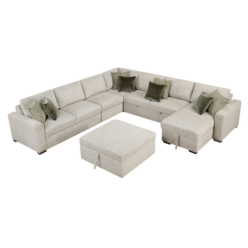 Isla - (7)6-Piece Sectional with Reversible Chaise, Pull-out Bed and Ottoman