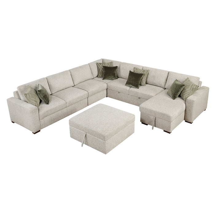 Isla - (7)6-Piece Sectional with Reversible Chaise, Pull-out Bed and Ottoman